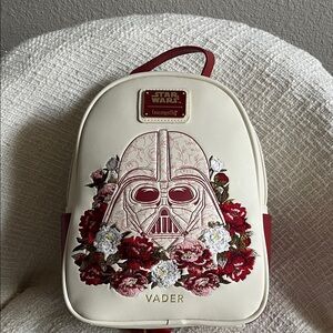 Loungefly Disney Star Wars Cream and Red Flower Darth Vader Backpack